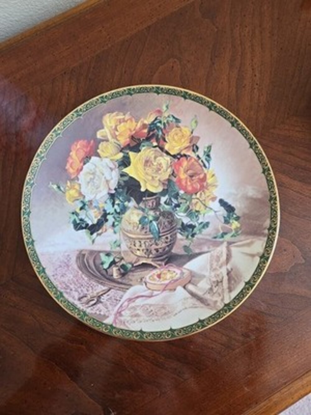 Plate Wall Art Collector Vieonne Morley's Romantic Roses "Vintage Splendor"